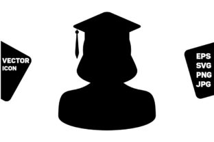 Graduation Icon Vector Female Student Graphics & Icons Review
